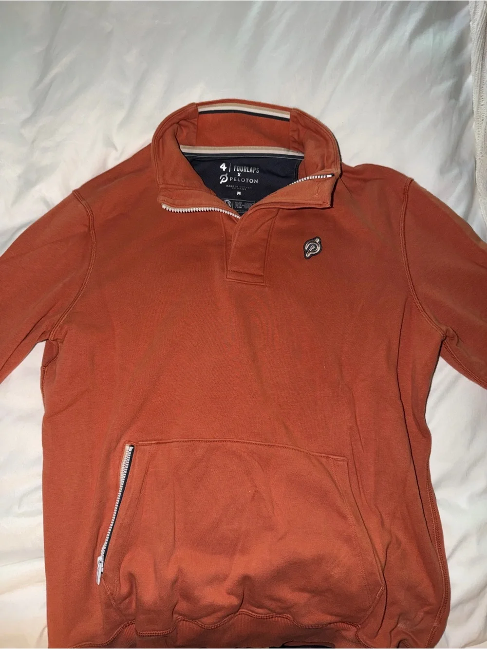 Peloton x Fourlaps Men's Rust Quarter-Zip Sweatshirt